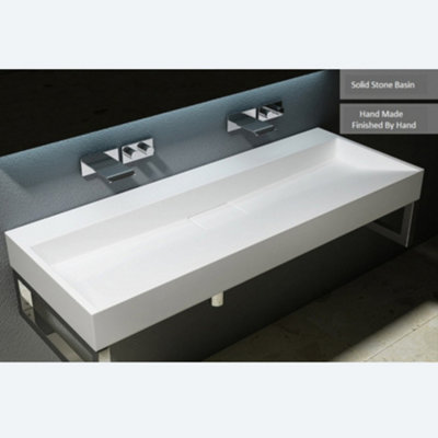 Durovin Bathrooms Luxurious Cast Stone Resin Bathroom BasinWall Hung Or Countertop Basin Sink1200 X 460mm (Wxd) from B&Q