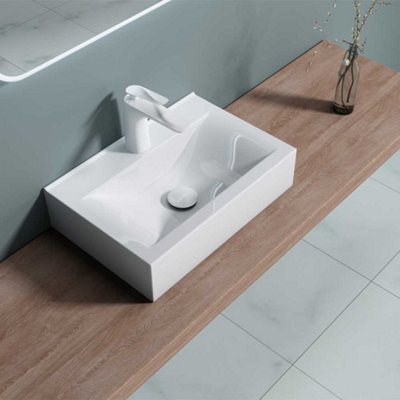 Durovin Bathrooms Ceramic Wall Hung Or Counter Top BasinSingle Tap Hole Without Overflow450 X 305mm (Wxd) from B&Q