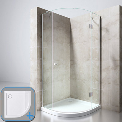 Durovin Bathrooms 900 X 900mm Quadrant Frameless Shower Enclosure With Shower TrayHinged Door8mm Safety Clear Glass from B&Q