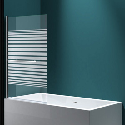 B&Q -  1400 X 960mm Over Bath Shower Screen 180 Degree Pivot Door6mm Glass With Pattern