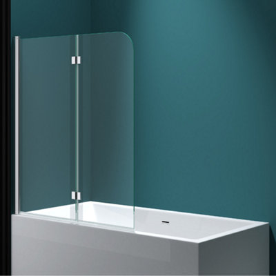 B&Q -  1400 X 960mm Over Bath Shower Screen 180 Degree Hinged 2 Fold Folding Shower Bath Screen