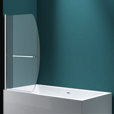 B&Q -  1400 X 960mm Curved Over Bath Shower Screen 180 Degree Pivot Door6mm Glass