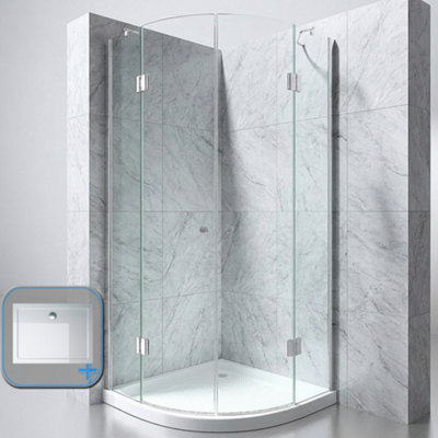 B&Q -  1000 X 1000mm Quadrant Shower EnclosureDouble Hinged Door Cubicle8mm Safety Glass With Acrylic Shower Tray