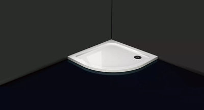 B&Q -  900mm Slimline Quadrant Shower Tray Stone Resin30mm Low ProfileFree 90mm Waste