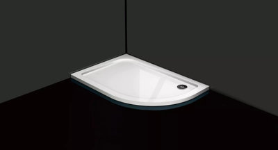 B&Q -  1000mm X 900mm Left Hand Slimline Offset Quadrant Shower Tray Stone Resin30mm Low ProfileFree 90mm Waste