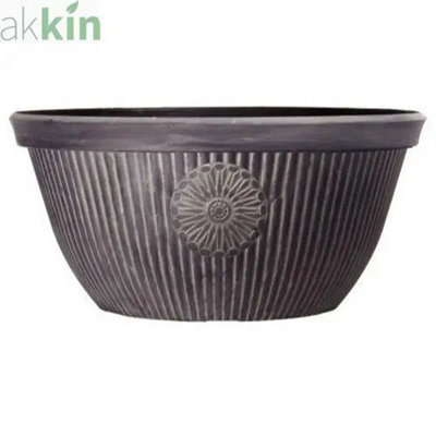 Premium Planter Somerville Bowl 14"Chocolate Slate Effect from B&Q