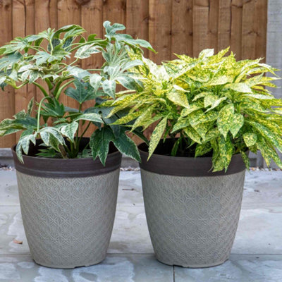 Fargro Home And Garden Phoebe Planter Tall 14"Classic Cream Fusion Effect from B&Q