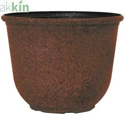 Sadie Round Planter 8"Clay Rust Effect from B&Q