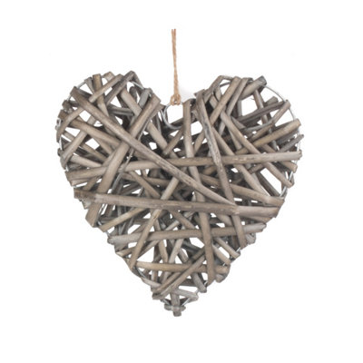Hamper H150m Wicker Medium Full Antique Wash Heart Red