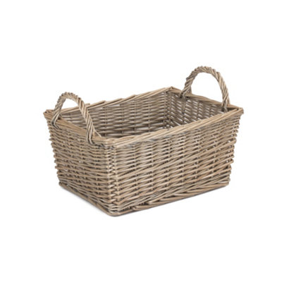 Red Hamper St057 Wicker Antique Wash Finish Handled Unlined Storage Basket Large