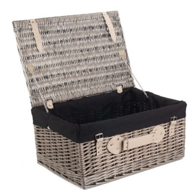 B&Q -  Eh036B Wicker 51Cm Antique Wash Picnic Basket With Black Lining
