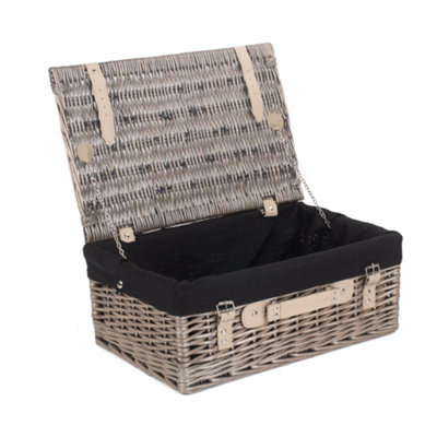 Red Hamper Eh037B Wicker 46Cm Antique Wash Picnic Basket With Black Lining from B&Q