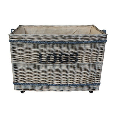 Red Hamper Jumbo Wicker Rope Handle Log Basket - Brown - Image 3