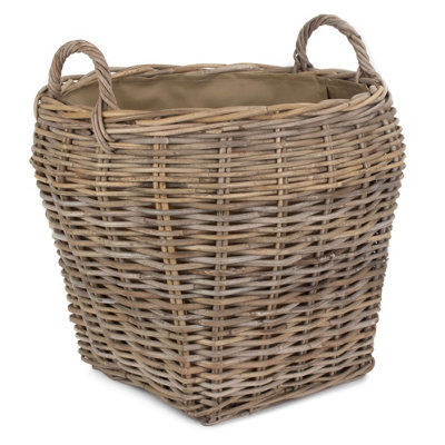 Red Hamper Ra027 Amphora Rattan Log Basket With Hessian Lining from B&Q