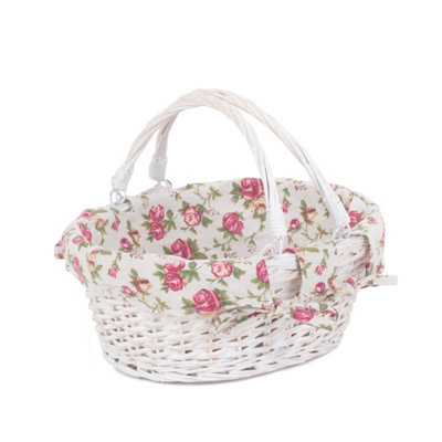 Red Hamper Red/White Hamper C103r Wicker Swing Handle Shopper With Garden Rose Lining Small