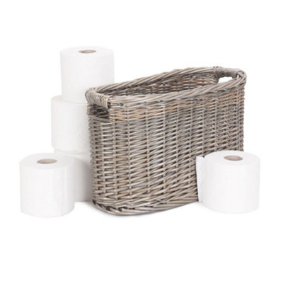 Hamper H177 Wicker Oval Toilet Roll Storage Basket Red