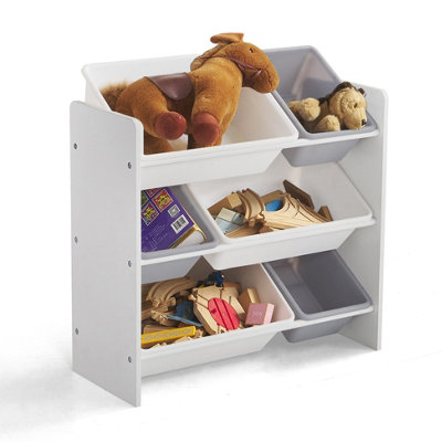B&Q -  Wooden Toy Storage Unit With 6X Removable Toy BoxesChildren's Toy Organiser3 Shelves