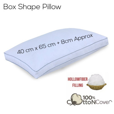 ARLinens Box Pillows Hollowfibre Filled Cotton Cover Gusseted Box Plum Bed Pillows 8Cm Thick from B&Q