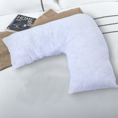 ARLinens Quilted V Shaped Pillow Orthopedic Head Back Neck Nursing Pregnancy Support V Shape Cushion 74X34Cm from B&Q