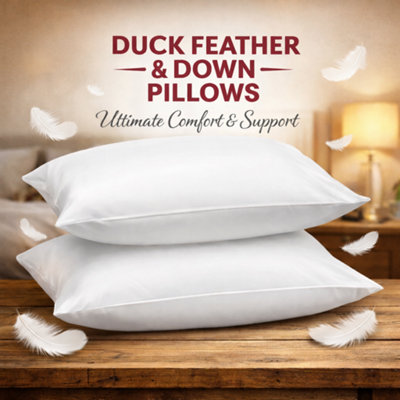 ARLinens Duck Feather&down Pillows Extra Filled Bed Pillows 100% Cotton Cover from B&Q