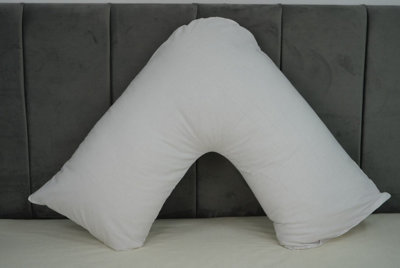 ARLinens V Shaped Pillow With Free V Pillowcase Orthopedic Hollowfiber Filled Head Neck Support V Cushion With Case