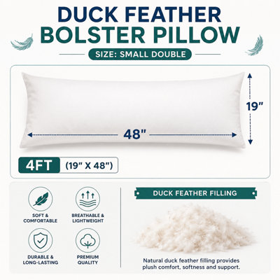 ARLinens Duck Feather & Down Bolster Pillow Long Body Support Maternity Pregnancy Pillows Size (Small Double) from B&Q