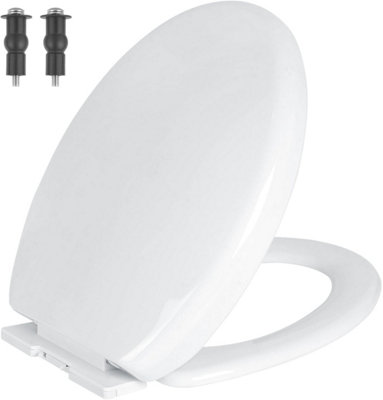 Mass Dynamic White Soft Close Toilet Seat With Quick Release & Top Fix Hinges  Oval Shape from B&Q