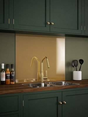 Splashback Brass Glass Kitchen Self Adhesive 900 X 750Mm Dark