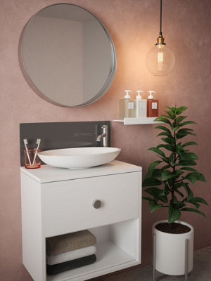 Splashback Charcoal - Self Adhesive - Toughened Glass Bathroom 250Mm X 600Mm X 4Mm Grey