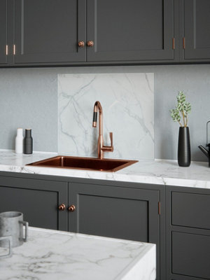 Splashback Grey/White House Beautiful Calacatta Marble Glass Kitchen Self Adhesive 600Mm X 750Mm