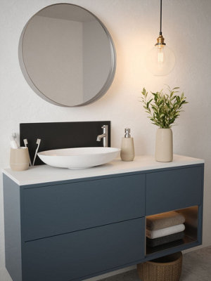 Splashback Black Matt - Self Adhesive - Toughened Glass Bathroom 250Mm X 600Mm X 4Mm