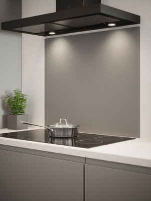 Matt Grey Glass Kitchen Self Adhesive Splashback 900 X 750mm from B&Q
