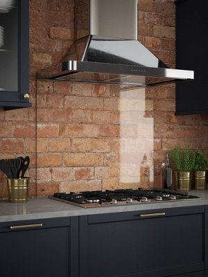 Splashback Crystal Clear Glass With Brushed Brass Cap 900 X 700 X 6Mm