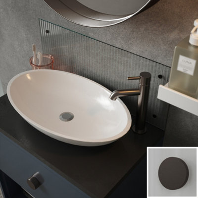 Fluted Glass Pre-Drilled Bathroom Splashback With Bronze Effect Caps (H)25Cm (W)60Cm from B&Q