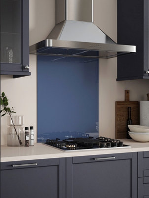 Splashback Bell Shimmer Toughened Glass Kitchen - 600Mm X 750Mm X 6Mm - Easy-Fit Self Adhesive Backing Blue
