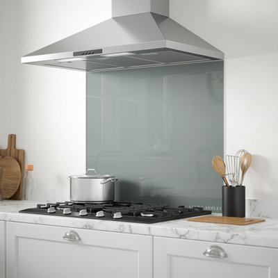 Laura Ashley Mineral Grey Self-Adhesive Glass Splashback(H)750mm (W)900mm (T)6mm from B&Q