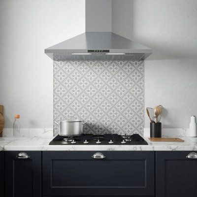 Laura Ashley Mr Jones Charcoal Geometric Self-Adhesive Glass Splashback(H)750mm (W)900mm (T)6mm from B&Q