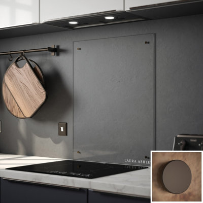 Laura Ashley Clear With Bronze Fixings Glass Splashback(H)750mm (W)600mm (T)6mm from B&Q