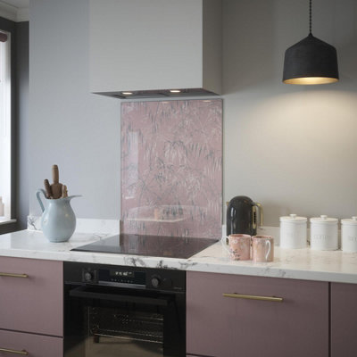 Clarissa Hulse Self Adhesive Kitchen Splashback Meadow Grass Blush Toughened Glass (W) 600 X (L) 750mm from B&Q