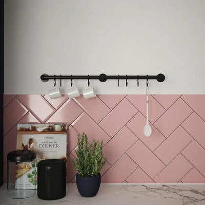 Forgeworks Easy-Fit Kitchen Utensil Rail KitMatt Black60Cm With 8 Sliding 's' Hooks from B&Q