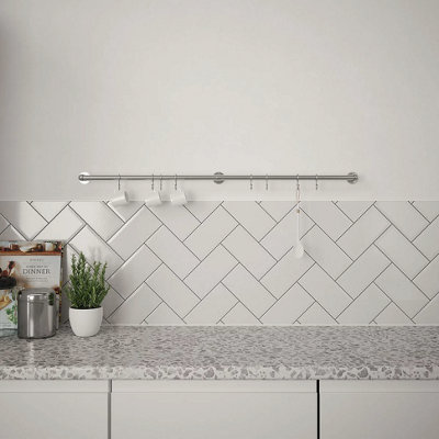 Forgeworks Easy-Fit Kitchen Utensil Rail KitBrushed Stainless Steel100Cm With 8 Sliding 's' Hooks from B&Q
