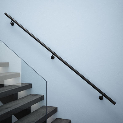 Rothley Matt Black Stair Hand Rail Kit 2.4M from B&Q