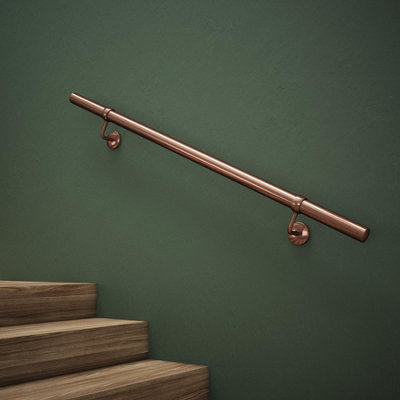 B&Q Basic Antique Copper Stair Hand Rail Kit 1.2M