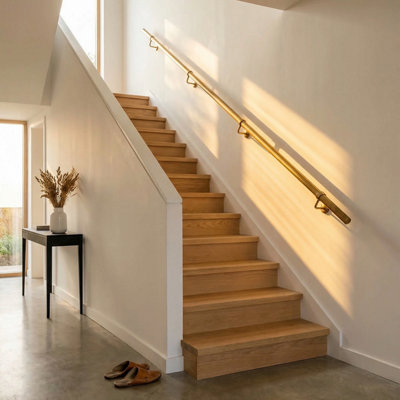Forgeworks Premium Antique Brass 3.6M Indoor Stair Handrail Kit. Easy Install All In One Box With Brackets & Endcaps 5Yr Guarantee from B&Q
