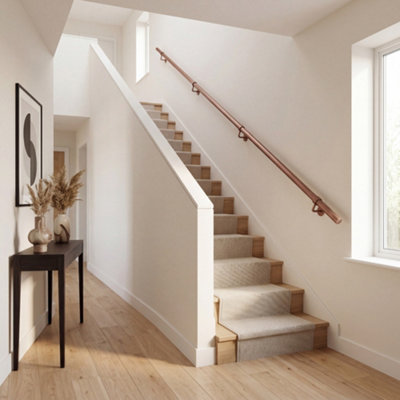Forgeworks Premium Antique Copper 3.6M Indoor Stair Handrail Kit. Easy Install All In One Box With Brackets/endcaps. 5Yr Guarantee from B&Q