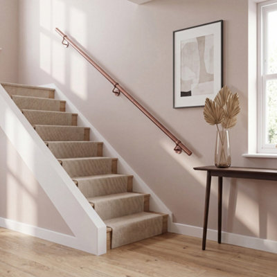 Forgeworks Premium Antique Copper 2.4M Indoor Stair Handrail Kit. Easy Install All In One Box With Brackets/endcaps. 5Yr Guarantee from B&Q