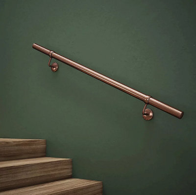 Forgeworks Premium Antique Copper 1.2M Indoor Stair Handrail Kit. Easy Install All In One Box With Brackets/endcaps. 5Yr Guarantee from B&Q