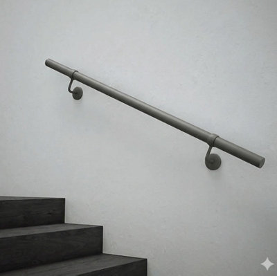 Forgeworks Premium Textured Grey 1.2M Indoor Stair Handrail Kit. Easy Install All In One Box With Brackets/endcaps. 5Yr Guarantee from B&Q