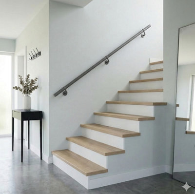 Forgeworks Premium Textured Grey 2.4M Indoor Stair Handrail Kit. Easy Install All In One Box With Brackets/endcaps. 5Yr Guarantee from B&Q