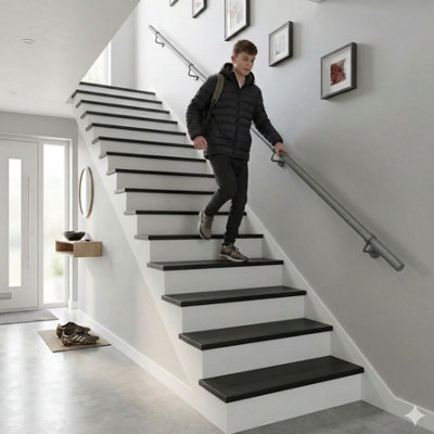 Forgeworks Premium Textured Grey 3.6M Indoor Stair Handrail Kit. Easy Install All In One Box With Brackets/endcaps. 5Yr Guarantee from B&Q